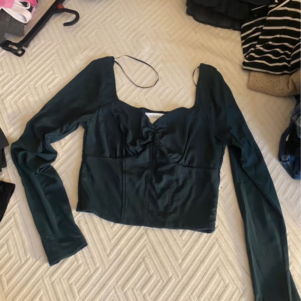 Elegant Green Long Sleeve Top